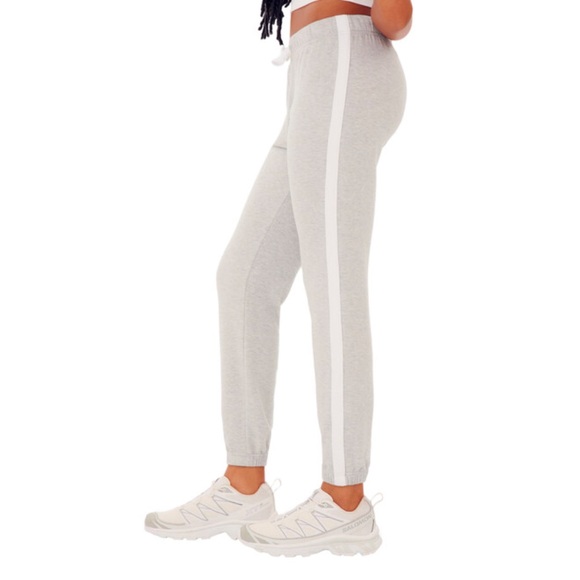 SPLITS59 NWT CONTRAST STRIPED SONIA SWEATPANTS HEATHER GREY& WHITE PREP PREPPY - Picture 2 of 14